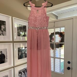 Girls formal romper with train